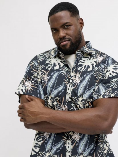 Jack & Jones Honolulu Short Sleeve Resort Shirt Black - Kauluspaidat - Miesten isot kauluspaidat 2XL – 8XL