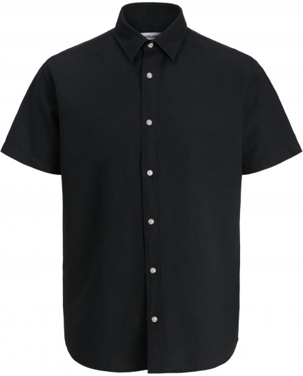 Jack & Jones Breeze Linen Short Sleeve Shirt Black - Kauluspaidat - Miesten isot kauluspaidat 2XL – 8XL
