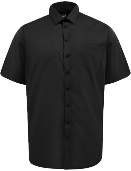 D555 Lucas Tahrankestävä Silitysvapaa Joustava Lyhythihainen Paita Musta - Kauluspaidat - Miesten isot kauluspaidat 2XL – 8XL