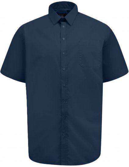 D555 Lucas Tahrankestävä Silitysvapaa Joustava Lyhythihainen Paita Laivastonsininen - Kauluspaidat - Miesten isot kauluspaidat 2XL – 8XL