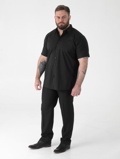 D555 Lucas Tahrankestävä Silitysvapaa Joustava Lyhythihainen Paita Musta - Kauluspaidat - Miesten isot kauluspaidat 2XL – 8XL