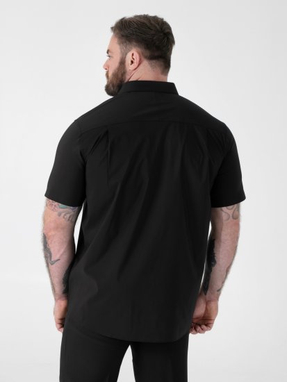 D555 Lucas Tahrankestävä Silitysvapaa Joustava Lyhythihainen Paita Musta - Kauluspaidat - Miesten isot kauluspaidat 2XL – 8XL