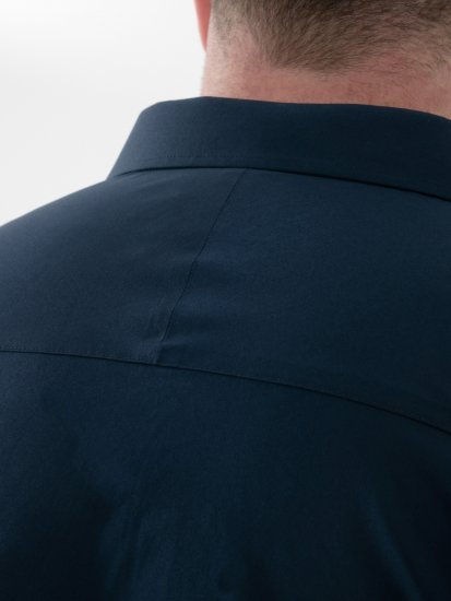 D555 Lucas Tahrankestävä Silitysvapaa Joustava Lyhythihainen Paita Laivastonsininen - Kauluspaidat - Miesten isot kauluspaidat 2XL – 8XL