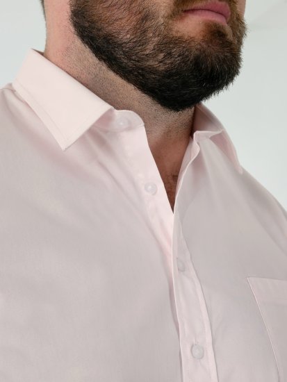 D555 Lucas Tahrankestävä Silitysvapaa Joustava Lyhythihainen Paita Vaaleanpunainen - Kauluspaidat - Miesten isot kauluspaidat 2XL – 8XL