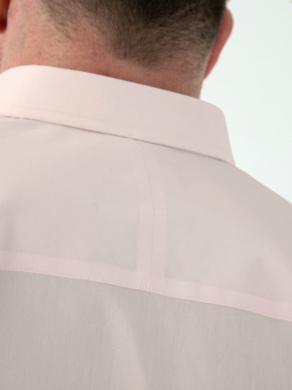 D555 Lucas Tahrankestävä Silitysvapaa Joustava Lyhythihainen Paita Vaaleanpunainen - Kauluspaidat - Miesten isot kauluspaidat 2XL – 8XL