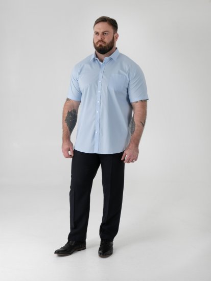 D555 Lucas Tahrankestävä Silitysvapaa Joustava Lyhythihainen Paita Taivaansininen - Kauluspaidat - Miesten isot kauluspaidat 2XL – 8XL