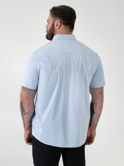 D555 Lucas Tahrankestävä Silitysvapaa Joustava Lyhythihainen Paita Taivaansininen - Kauluspaidat - Miesten isot kauluspaidat 2XL – 8XL