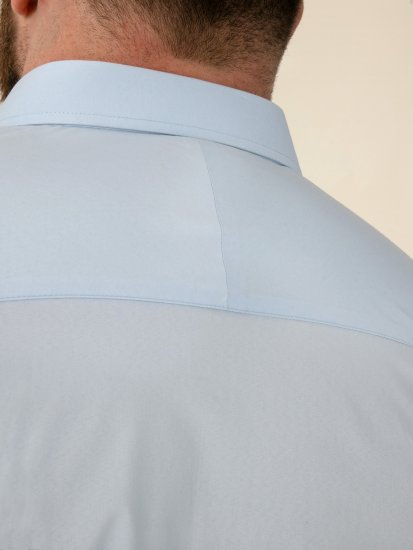 D555 Lucas Tahrankestävä Silitysvapaa Joustava Lyhythihainen Paita Taivaansininen - Kauluspaidat - Miesten isot kauluspaidat 2XL – 8XL