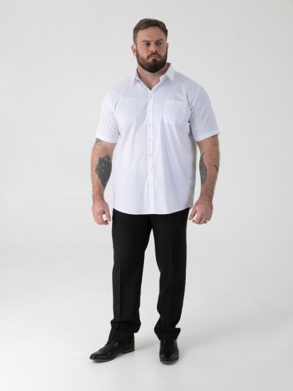 D555 Lucas Tahrankestävä Silitysvapaa Joustava Lyhythihainen Paita Valkoinen - Kauluspaidat - Miesten isot kauluspaidat 2XL – 8XL