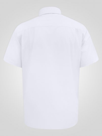 D555 Lucas Tahrankestävä Silitysvapaa Joustava Lyhythihainen Paita Valkoinen - Kauluspaidat - Miesten isot kauluspaidat 2XL – 8XL