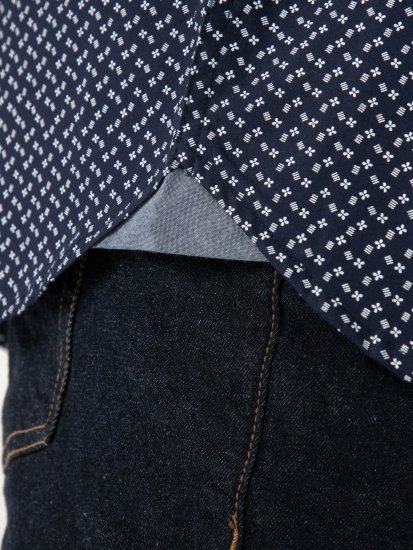 D555 Melrose Navy Icon AOP Button Down Collar Short Sleeve Navy - Lyhythihaiset kauluspaidat - Lyhythihaiset Kauluspaidat Isot Koot