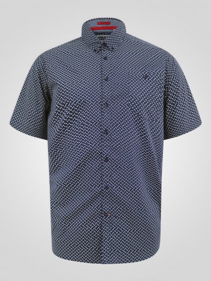 D555 Melrose Navy Icon AOP Button Down Collar Short Sleeve Navy - Lyhythihaiset kauluspaidat - Lyhythihaiset Kauluspaidat Isot Koot