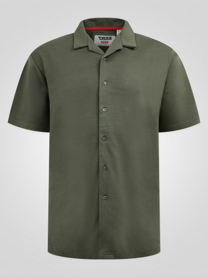 D555 Connor Stretch Cuban Collar Reosrt Short Sleeve Shirt Khaki - Kauluspaidat - Miesten isot kauluspaidat 2XL – 8XL