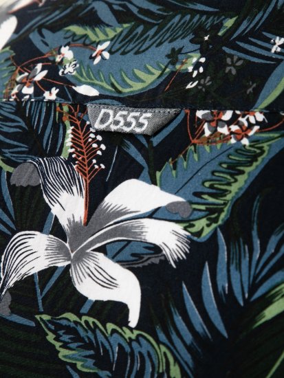 D555 Corden Hawaiian AOP Cuban Collar Resort Short Sleeve Navy - Lyhythihaiset kauluspaidat - Lyhythihaiset Kauluspaidat Isot Koot