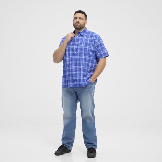 North Latitude 51145 Checked Short Sleeve Shirt Cobolt Blue - Lyhythihaiset kauluspaidat - Lyhythihaiset Kauluspaidat Isot Koot