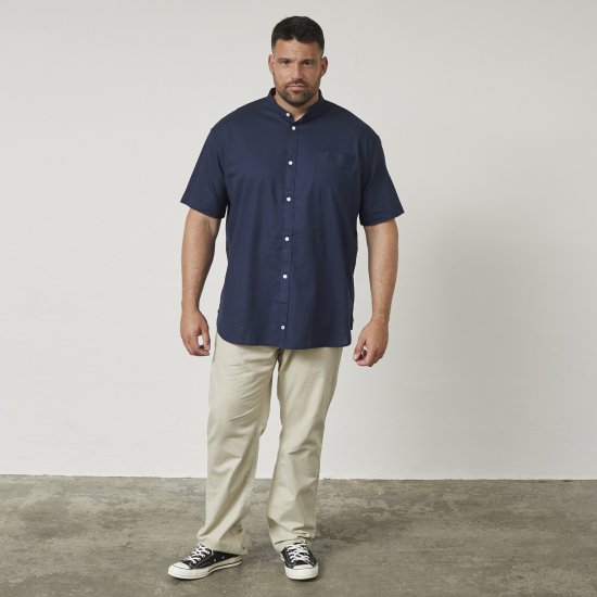 North Latitude 61109 Pystykauluksinen Lyhythihainen Paita Laivastonsininen - Kauluspaidat - Miesten isot kauluspaidat 2XL – 8XL