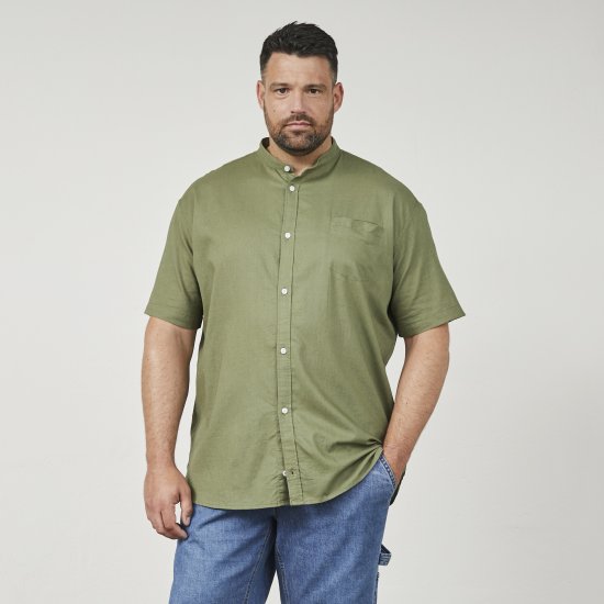 North Latitude 61109 Pystykauluksinen Lyhythihainen Paita Oliivinvihreä - Kauluspaidat - Miesten isot kauluspaidat 2XL – 8XL