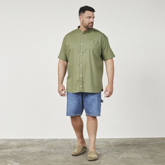 North Latitude 61109 Pystykauluksinen Lyhythihainen Paita Oliivinvihreä - Kauluspaidat - Miesten isot kauluspaidat 2XL – 8XL