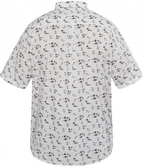 North Latitude 61111 Painettu Pellavainen Lyhythihainen Paita Valkoinen - Kauluspaidat - Miesten isot kauluspaidat 2XL – 8XL