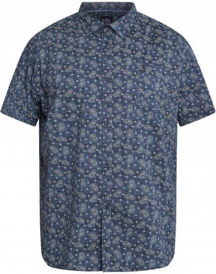 North Latitude 61112 All-Over Painettu Stretch-Paita Laivastonsininen - Kauluspaidat - Miesten isot kauluspaidat 2XL – 8XL