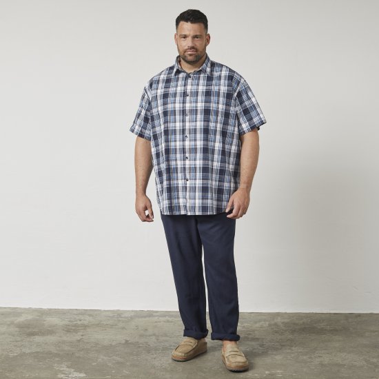 North Latitude 61115 Ruudullinen Paita Extra-Pitkä Malli Laivastonsininen - Kauluspaidat - Miesten isot kauluspaidat 2XL – 8XL