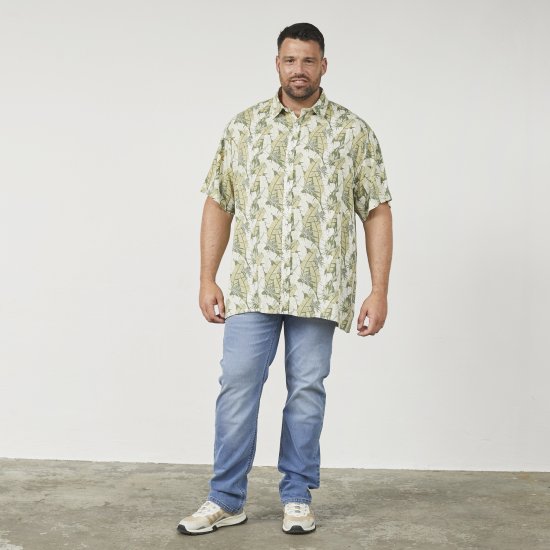 North Latitude 61310 All-Over Painettu Viskoosipaita Oliivinvihreä - Kauluspaidat - Miesten isot kauluspaidat 2XL – 8XL