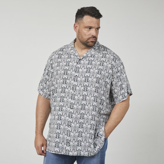 North Latitude 61313 Viskoosipaita Kuubalaisella Kauluksella Harmaa - Kauluspaidat - Miesten isot kauluspaidat 2XL – 8XL