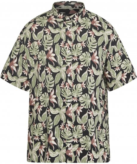 North Latitude 61357 All-Over Painettu Viskoosipaita Musta - Kauluspaidat - Miesten isot kauluspaidat 2XL – 8XL