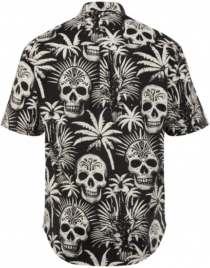 JP1880 Skull Pattern Jersey Short Sleeve Shirt Black - Kauluspaidat - Miesten isot kauluspaidat 2XL – 8XL
