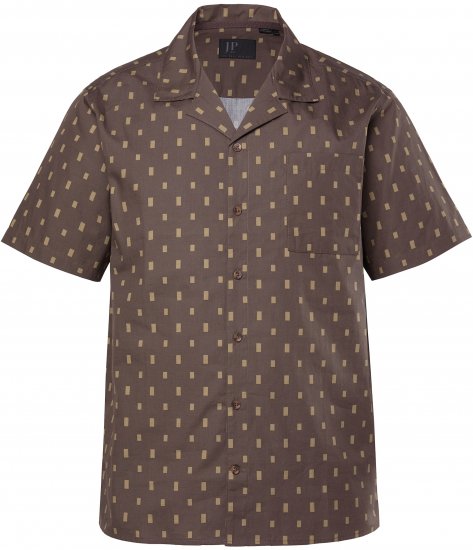 JP1880 Boxy Cuba Short Sleeve Shirt Brown - Kauluspaidat - Miesten isot kauluspaidat 2XL – 8XL