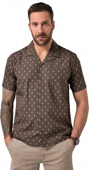 JP1880 Boxy Cuba Short Sleeve Shirt Brown - Kauluspaidat - Miesten isot kauluspaidat 2XL – 8XL