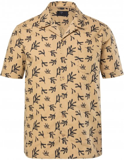 JP1880 Boxy Cuba Short Sleeve Shirt Camel - Kauluspaidat - Miesten isot kauluspaidat 2XL – 8XL