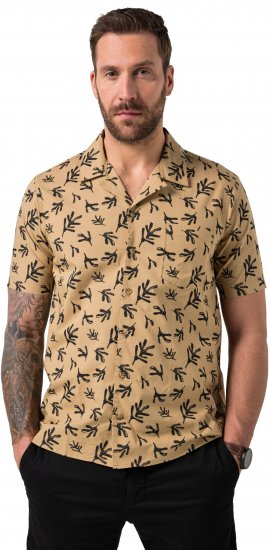 JP1880 Boxy Cuba Short Sleeve Shirt Camel - Kauluspaidat - Miesten isot kauluspaidat 2XL – 8XL