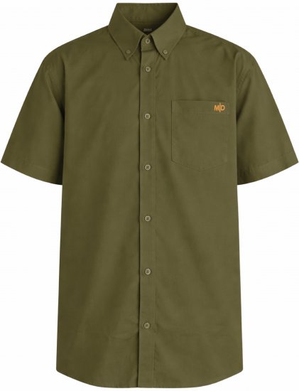 Motley Denim Zagreb Lyhythihainen Kauluspaita Tumma khaki - Kauluspaidat - Miesten isot kauluspaidat 2XL – 8XL