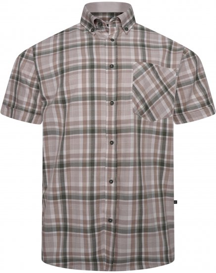 Kam Jeans 6339 Checked Short Sleeve Shirt Beige - Kauluspaidat - Miesten isot kauluspaidat 2XL – 8XL