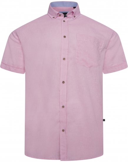 Kam Jeans 6340 Linen Mix Short Sleeve Shirt Pink - Kauluspaidat - Miesten isot kauluspaidat 2XL – 8XL
