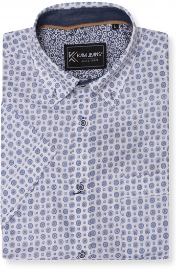 Kam Jeans 6345 Jewel Pattern Short Sleeve Shirt Blue - Kauluspaidat - Miesten isot kauluspaidat 2XL – 8XL