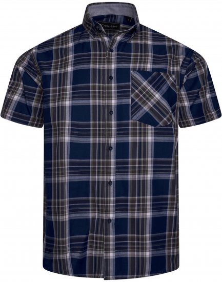 Kam jeans 6350 Casual Checked Short Sleeve Shirt Indigo - Kauluspaidat - Miesten isot kauluspaidat 2XL – 8XL