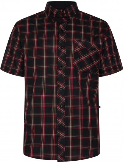 Kam Jeans 6365 Checked Short Sleeve Shirt Burgundy - Kauluspaidat - Miesten isot kauluspaidat 2XL – 8XL