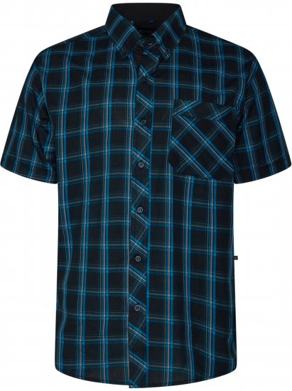 Kam Jeans 6365 Checked Short Sleeve Shirt Turquoise - Kauluspaidat - Miesten isot kauluspaidat 2XL – 8XL