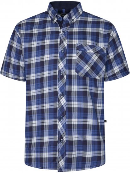 Kam Jeans 6369 Checked Short Sleeve Shirt Blue - Kauluspaidat - Miesten isot kauluspaidat 2XL – 8XL