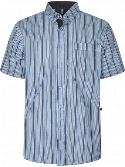 Kam Jeans 6374 Striped Short Sleeve Shirt Blue - Kauluspaidat - Miesten isot kauluspaidat 2XL – 8XL