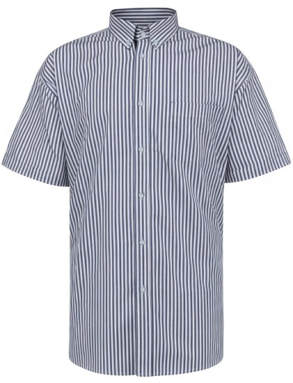 Kam Jeans 6375 Casual Striped Short Sleeve Shirt Navy - Kauluspaidat - Miesten isot kauluspaidat 2XL – 8XL