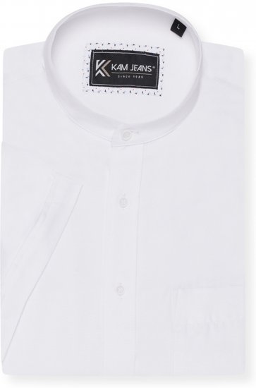 Kam Jeans P020 Premium Short Sleeve Oxford Shirt White - Kauluspaidat - Miesten isot kauluspaidat 2XL – 8XL