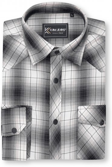 Kam Jeans 6352 Western Twin Pocket Long Sleeve Shirt Charcoal - Kauluspaidat - Miesten isot kauluspaidat 2XL – 8XL