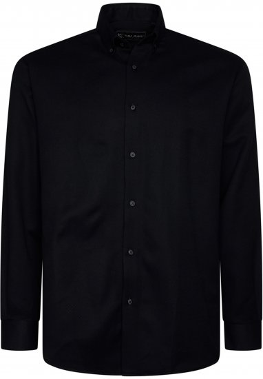 Kam Jeans 6357 Dobby Weave Shirt Black - Kauluspaidat - Miesten isot kauluspaidat 2XL – 8XL