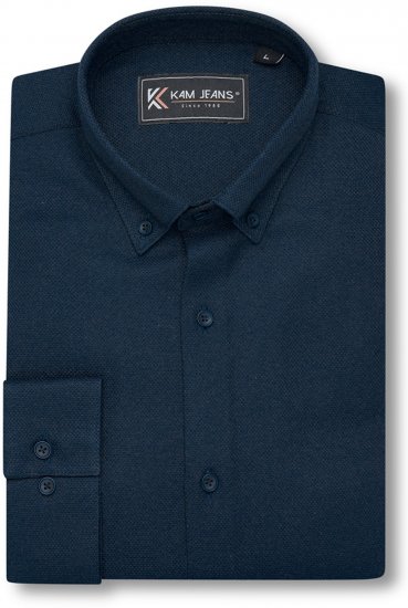 Kam Jeans 6357 Dobby Weave Shirt Navy - Kauluspaidat - Miesten isot kauluspaidat 2XL – 8XL