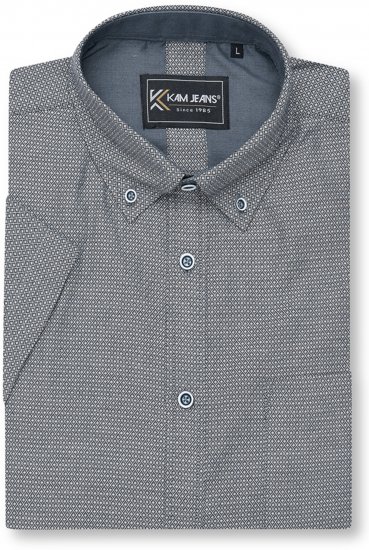 Kam Jeans 6359 All Over Geo Print Shirt Charcoal - Kauluspaidat - Miesten isot kauluspaidat 2XL – 8XL