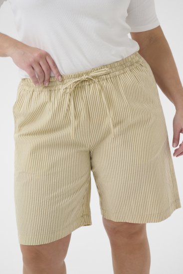 Kaffe Curve Nana Raidalliset shortsit Chincilla/Valkoinen raidallinen - Naisten farkut ja housut isot koot - 