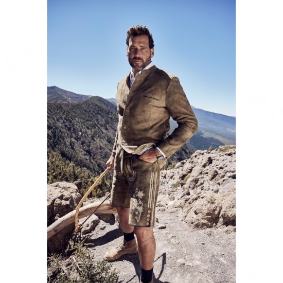 JP1880 Shorts Goat Suede with Belt Buckle Traditional Moss Green - Juhlapukeutuminen - Juhlapukeutuminen – Juhli tyylikkäästi ja mukavasti